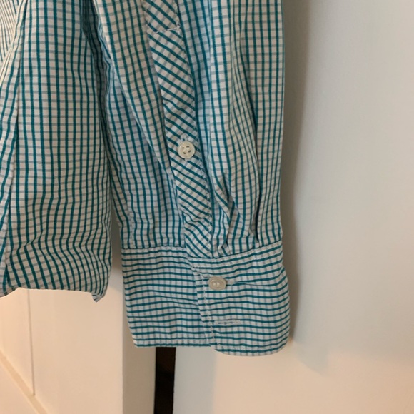 J. Crew Cotton Classic Green/White Check Shirt (S) - Picture 3 of 5